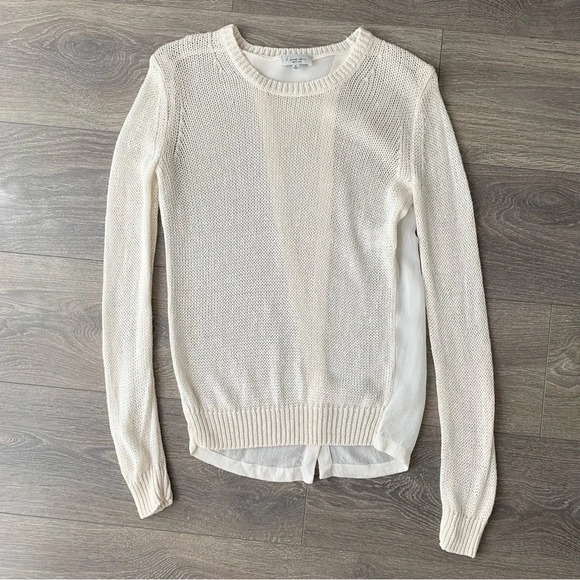 Aritzia Babaton Sweater Knit Silk Split Open Back Cream Long sleeve Size XS - Picture 5 of 12